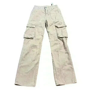 Stradivarius Pink Straight Leg Cargo Denim Jeans Size 34 (US 2) High Rise